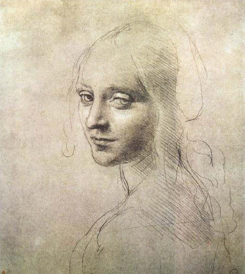 LEONARDO da Vinci Head of a girl Spain oil painting art